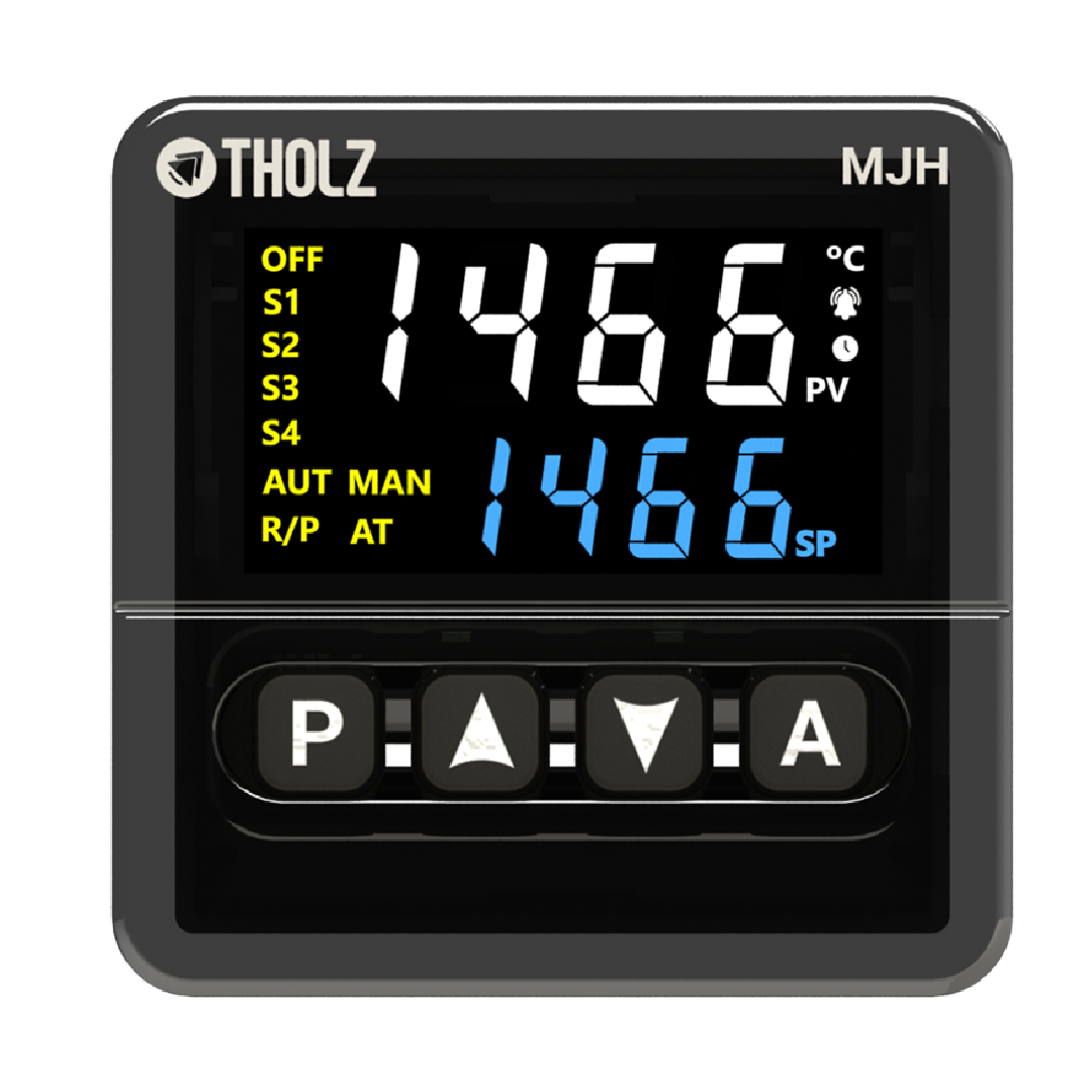 MJH1466R Tholz, controlador de temperatura industrial com display digital frontal para controle térmico preciso.