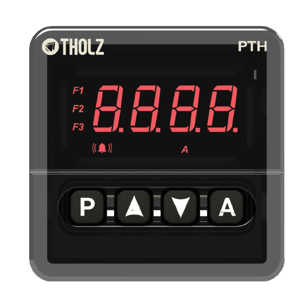 PTH1399R Tholz, amperímetro trifásico industrial com display digital frontal para medição precisa de corrente elétrica.