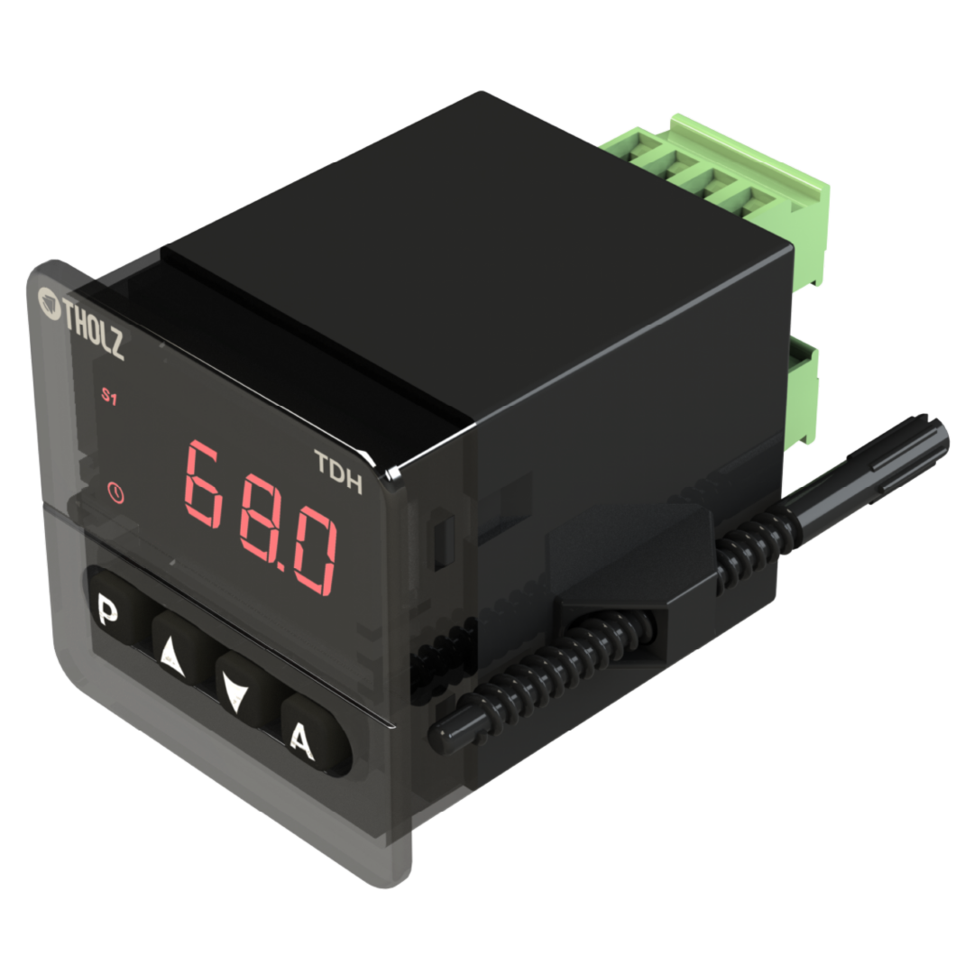 TDH1316R Tholz, controlador industrial de tempo em perspectiva, com display digital e design robusto para painéis elétricos.