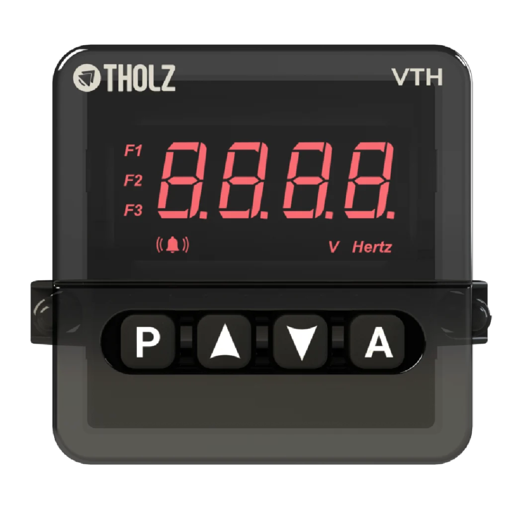 VTH1400R Tholz, voltímetro trifásico industrial com display digital frontal para medição precisa de tensão elétrica.