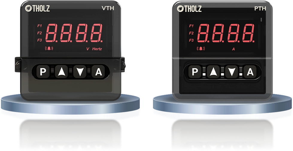 Linha completa de controladores de corrente e tensão Tholz Industrial para monitoramento elétrico preciso em aplicações industriais.