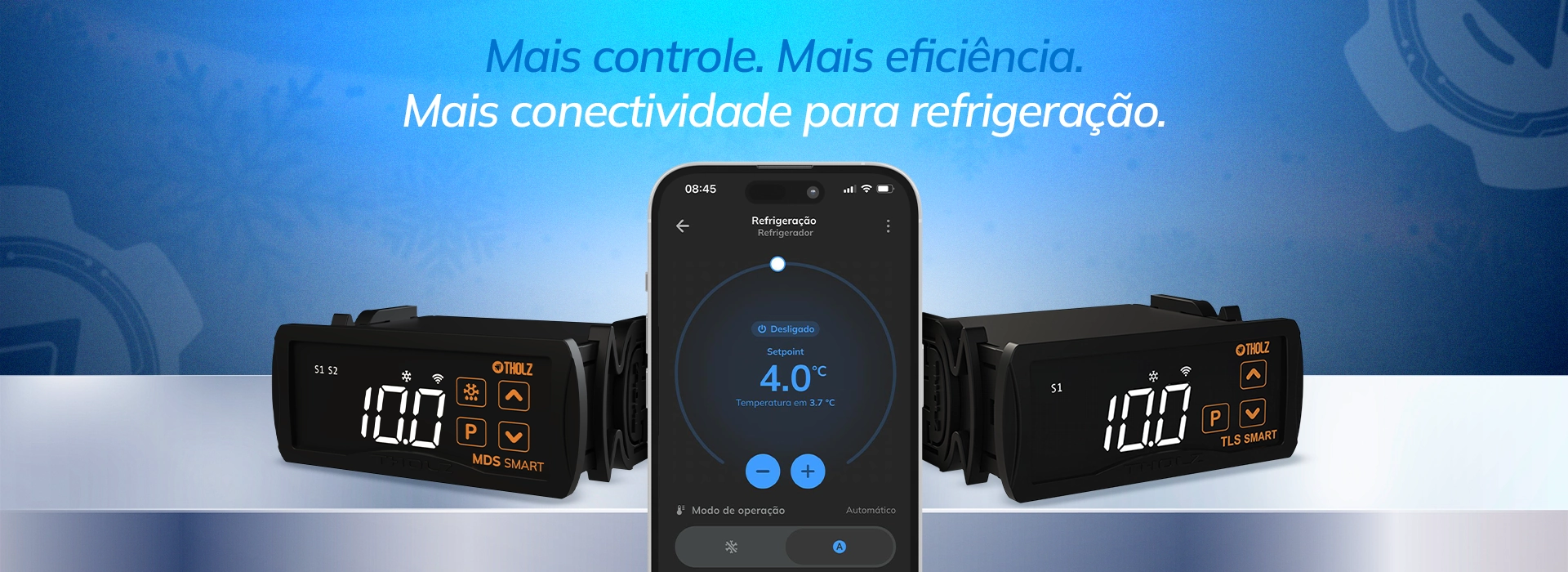 Sistema de refrigeração inteligente da Tholz Industrial com controladores digitais para monitoramento e controle preciso de temperatura.